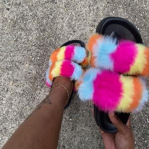 Cute Fur Colorful Sandals
